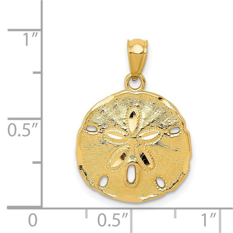 Curata 14k Yellow Gold 18" 23x16.3mm Large Sanddollar Pendant Necklace Necklace