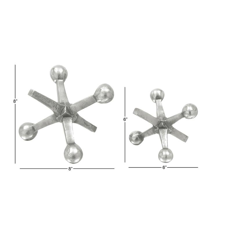 Aluminum Metal Jack Decorative Sculpture - Set of 2 Gold or Silver - Roche River Decor