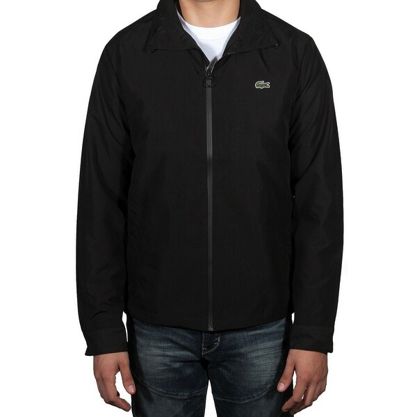 Download Shop Lacoste Mens Jacket Deep Black Size 3XL Front-Zip Mock-Neck Windbreaker - Overstock - 29896583