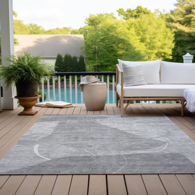 Machine Washable Indoor/ Outdoor Chantille Abstract Modern Rug