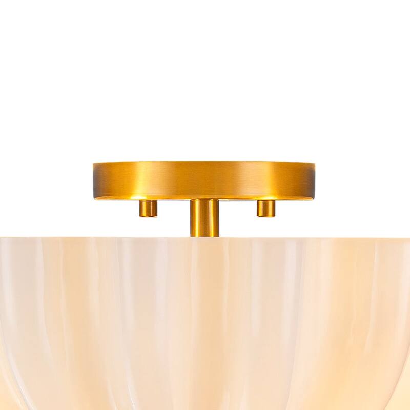 Chic Modern 3-Light Shell Scalloped Glass Semi-Flush Mount - 15 in