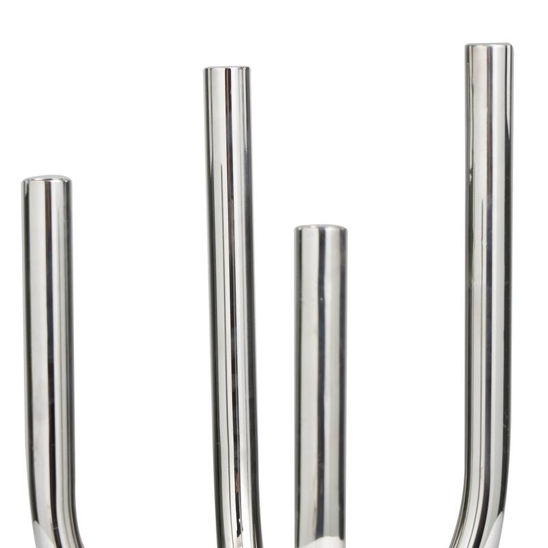 Silver Stainless Steel Metal Abstract U-Shaped Candelabra