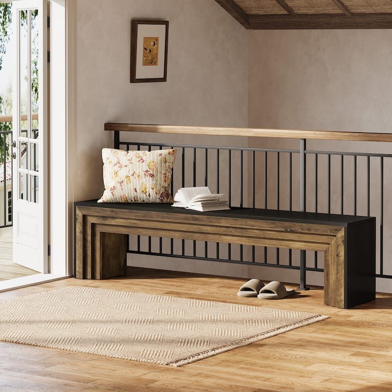 71" Extra Long Entryway Bench, Modern Farmhouse Shoe Bench