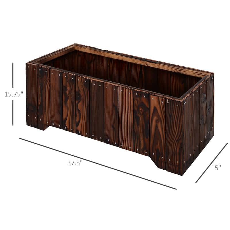 37.5"x15"x15.75" Raised Garden Bed, Wooden Planters For Outdoor Plants, Rectangle Vegetable Planter Box For Patio