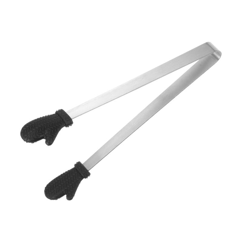 Mini Food Tongs 14cm Gloves Shape Stainless Steel with Silicon Tips - 5.5"