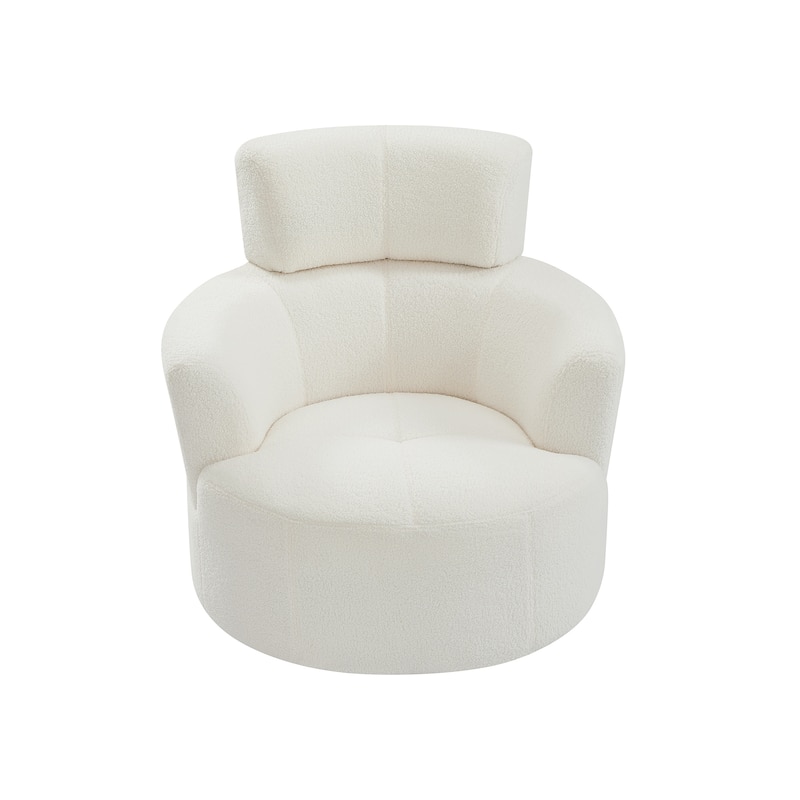 Swivel Chair Accent Chair Barrel Chair with Cushioned Seat, Round Sofa Chair with Adjustable Headrest