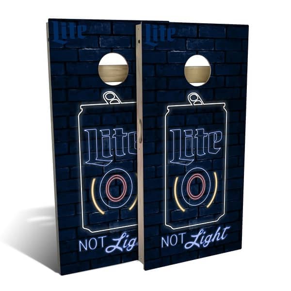 slide 2 of 9, Miller Lite Neon Outdoor Cornhole Board Set Backyard 2x4 - NO Accessories