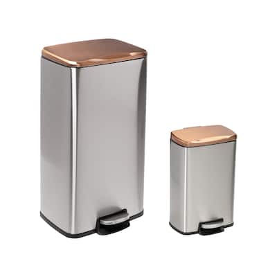 Rose Gold Set of Stainless Steel Step Trash Cans