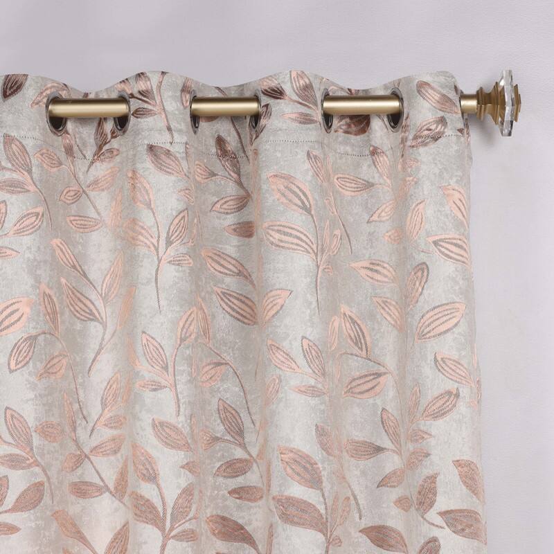 Superior Leaves Machine Washable Room Darkening Grommet With Ties Blackout Curtains, Set of 2