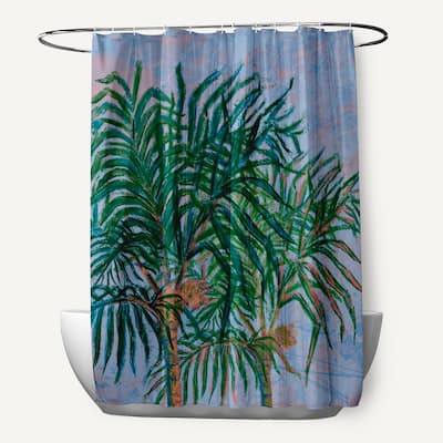 71 x 74-inch Palms Floral Print Shower Curtain
