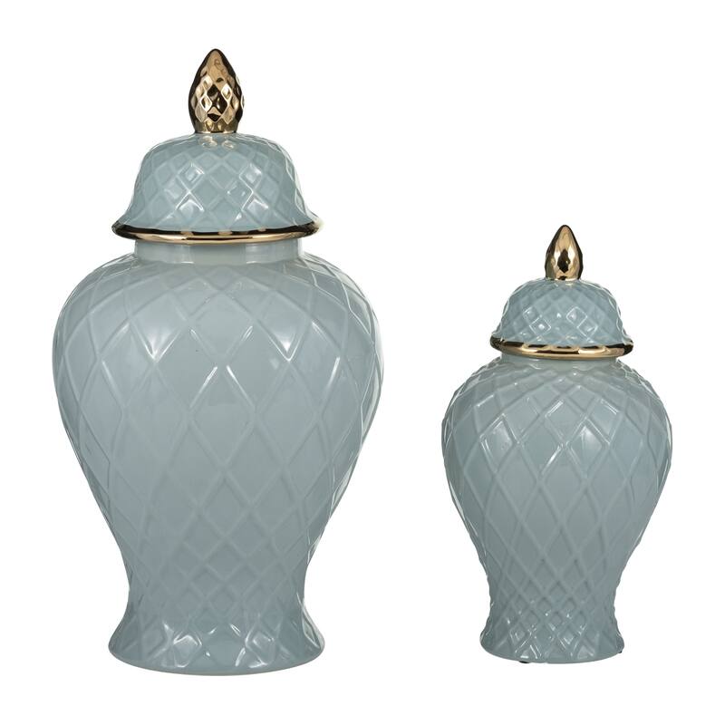 Sagebrook Home Gold Accented Glam Ginger Jar with Lid