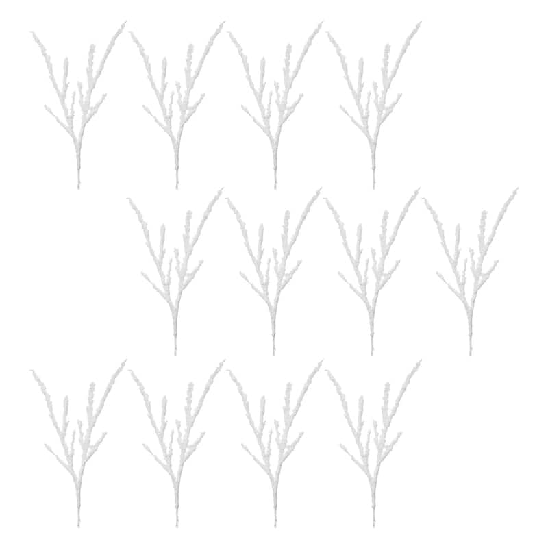 Set of 12 White Flocked Snow Christmas Branch Sprays 35"