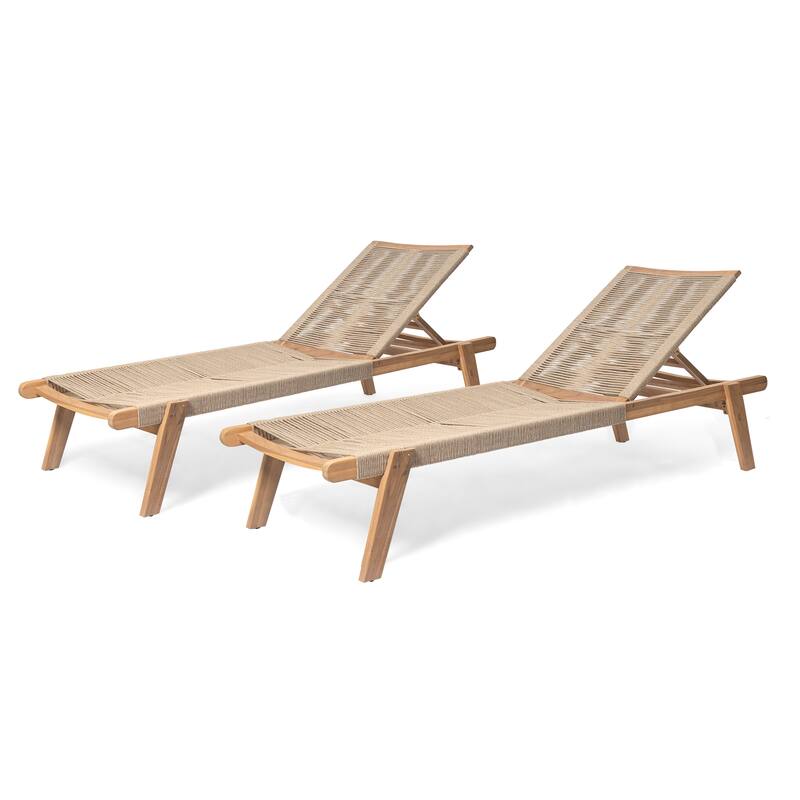 Christopher Knight Home - Nathan Outdoor Comfort Adjustable Acacia Chaise Lounge Set