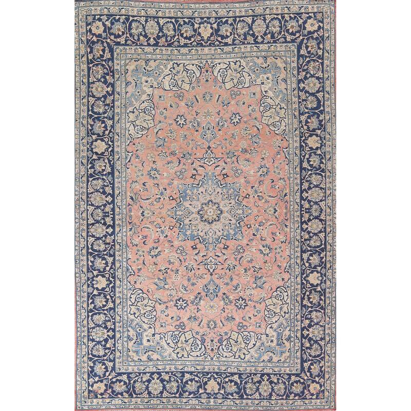 Traditional Pink Najafabad Persian Vintage Rug Handmade Wool Carpet - 9'6"x 13'0"