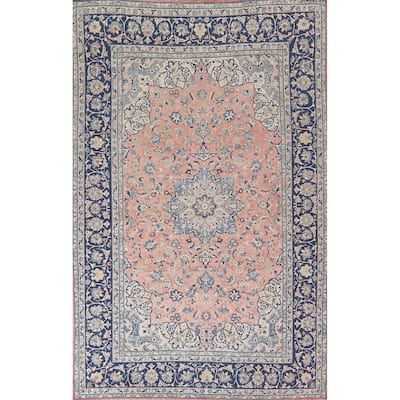 Traditional Pink Najafabad Persian Vintage Rug Handmade Wool Carpet - 9'6"x 13'0"