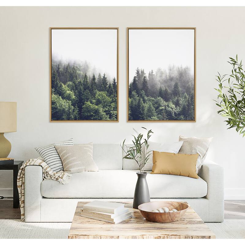 Kate and Laurel Sylvie Foggy Canvas Set by The Creative Bunch Studio