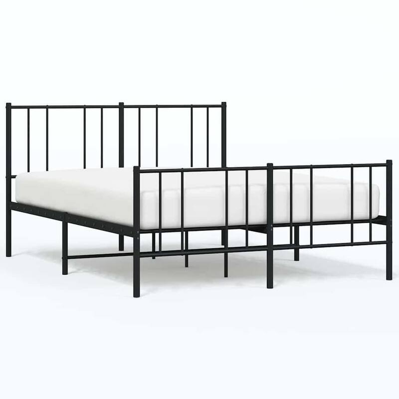 vidaXL Metal Bed Frame with Headboard, No Mattress