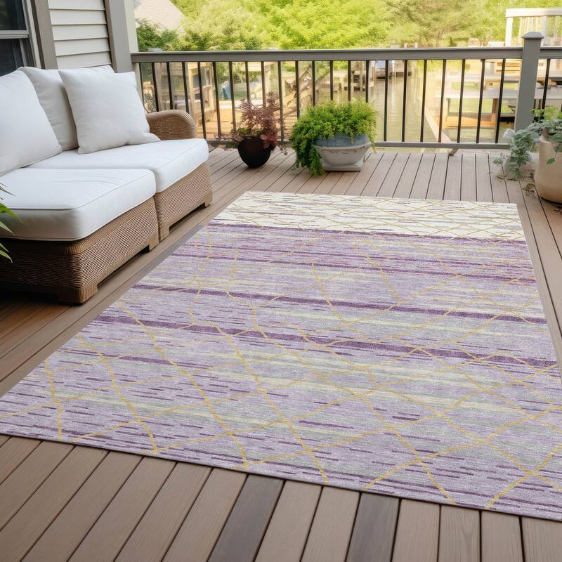 Machine Washable Indoor/ Outdoor Modern Global Chantille Rug