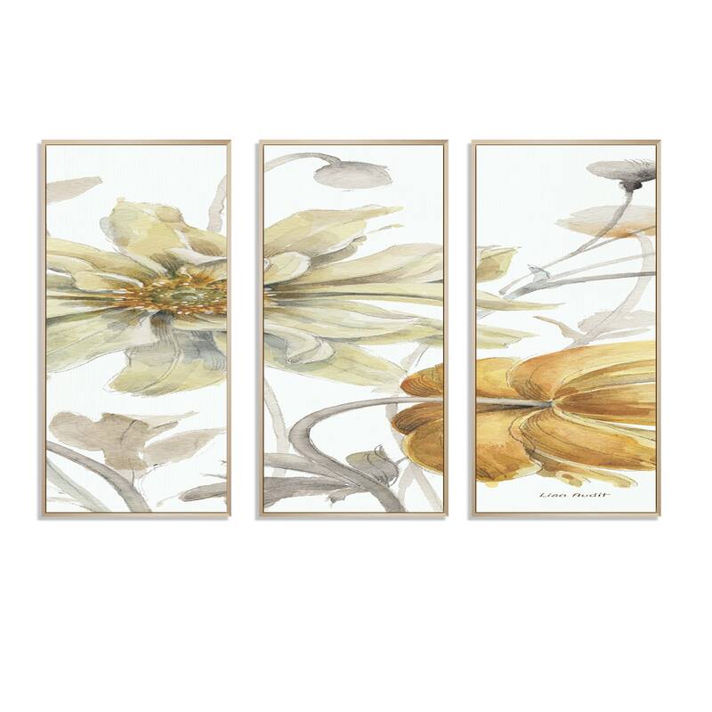 Designart "Fields of Gold Watercolor Flower I" Traditional Framed Art