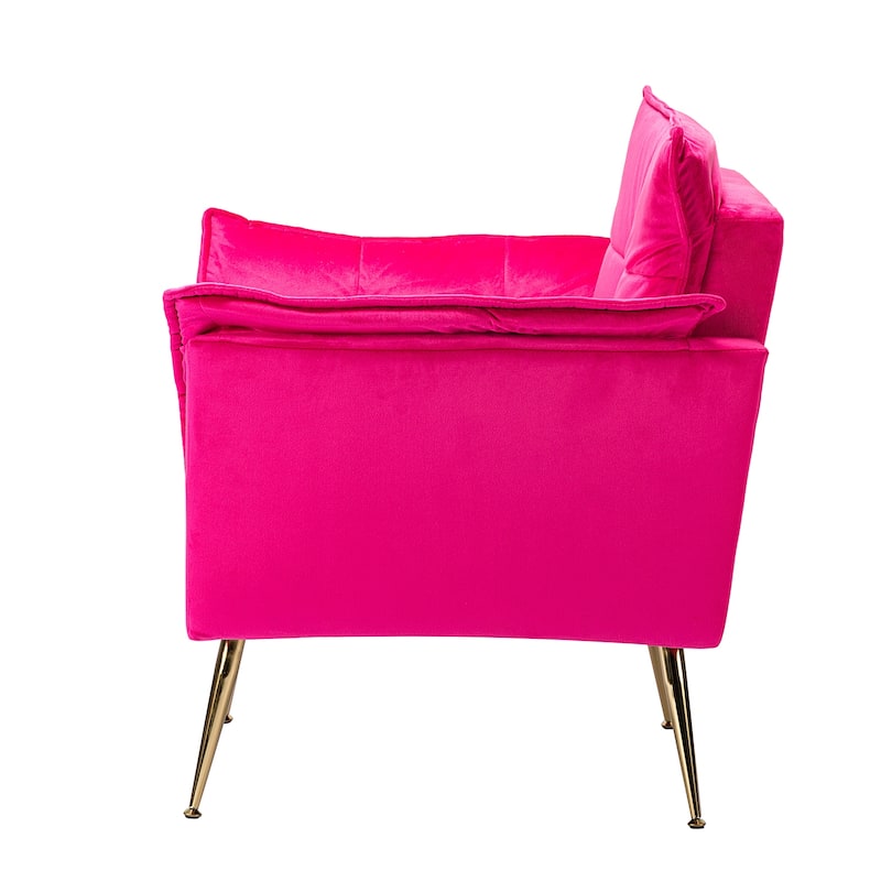 1ida Modern Velvet Tufted Padded Cushion Armchair with Golden Metal Legs by HULALA HOME