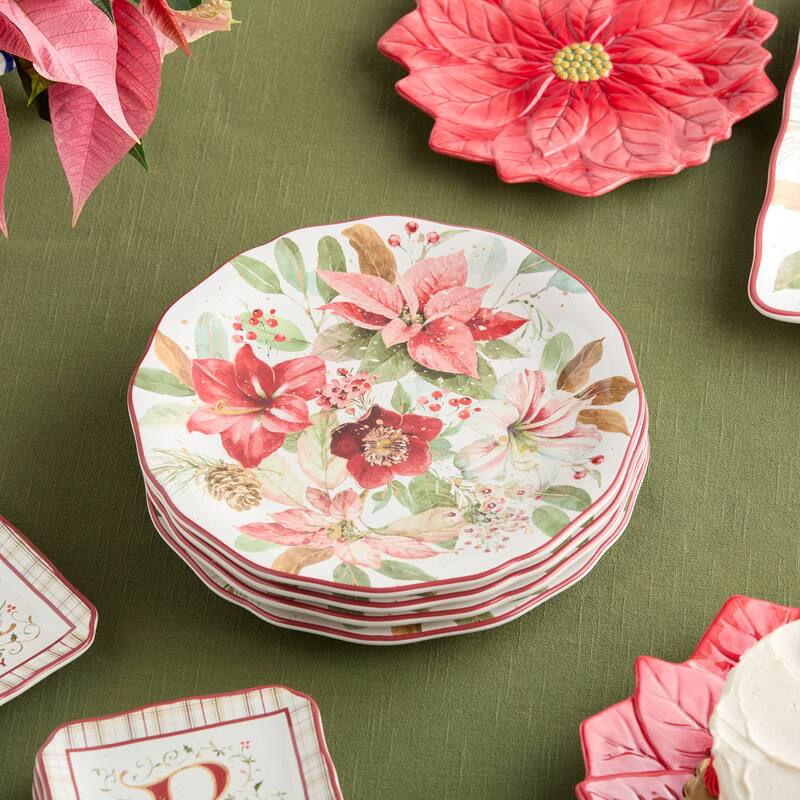Certifed International Winter Blooms Set of 4 Dinner Plates 11" - 11 L x 11 W x 1.125 H