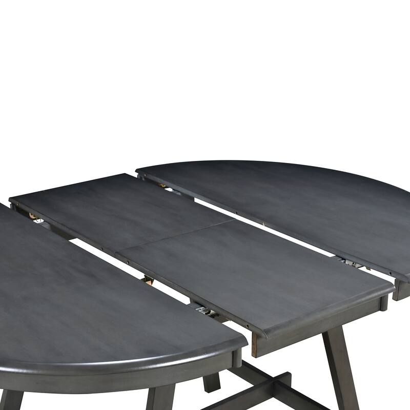 Wood Dining Table Extends From 41.4 " to 56.6", Round Dining Table with Hidden Flip Leaves, Kitchen Table with Rubber Wood Legs