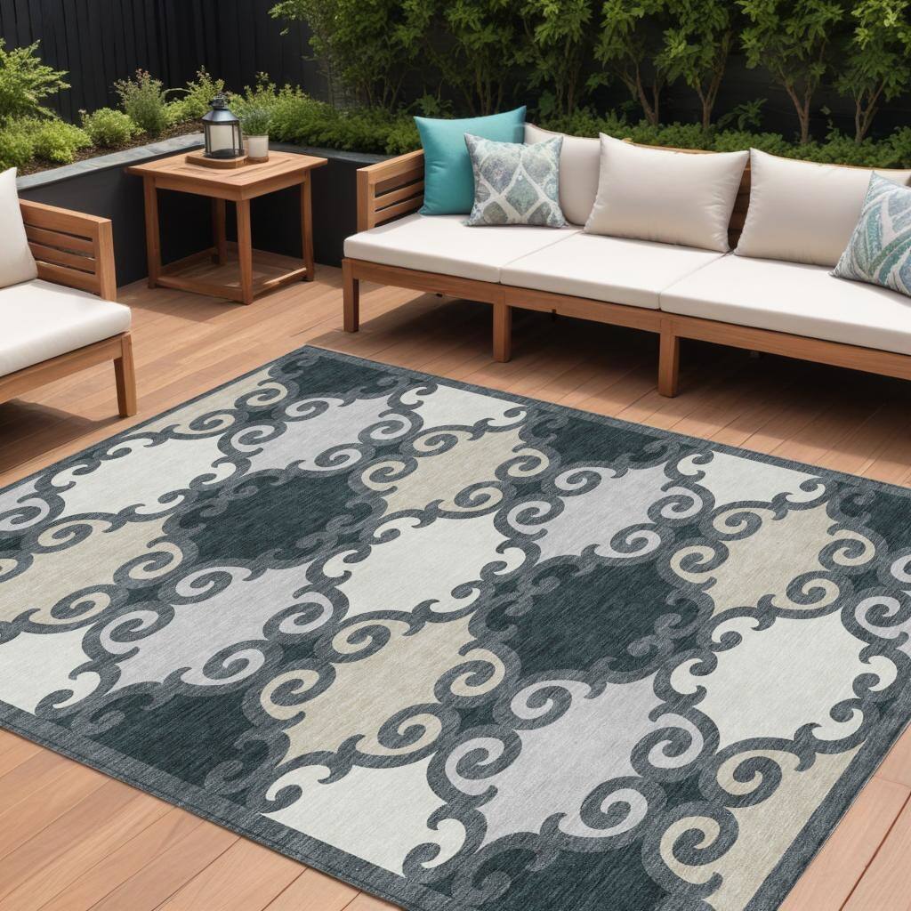 HomeRoots Trellis Transitional Rectangle Outdoor Rug
