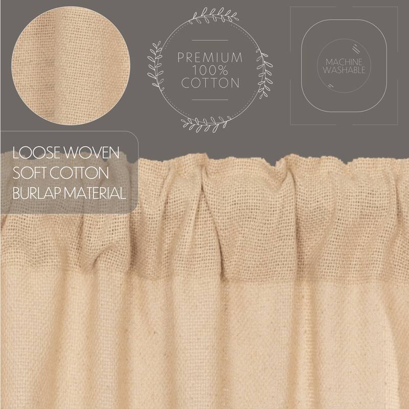 Farmhouse Kitchen Curtains VHC Cotton Burlap Valance Rod Pocket Solid Color