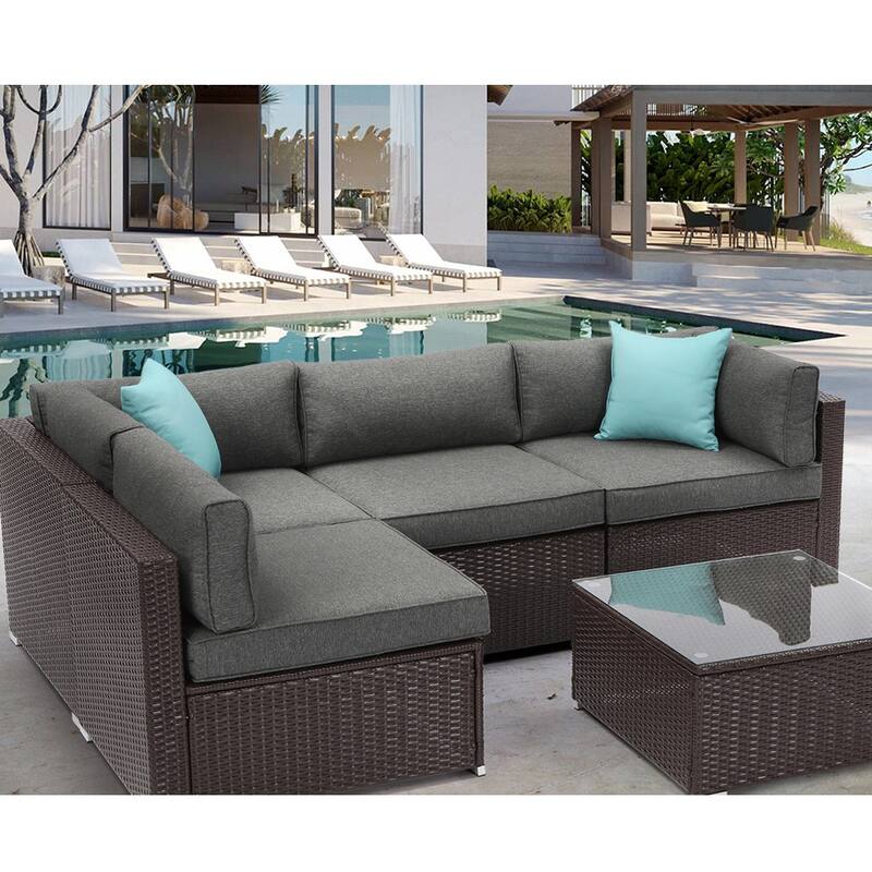 Cosiest 5-piece Outdoor Patio Wicker Furniture Set with Coffee Table