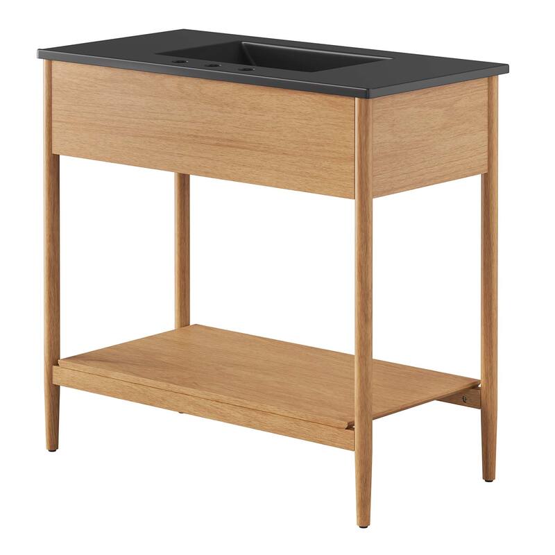 Zaire 18"/24"/30"/36"/48" Bathroom Vanity with Black Sink Top