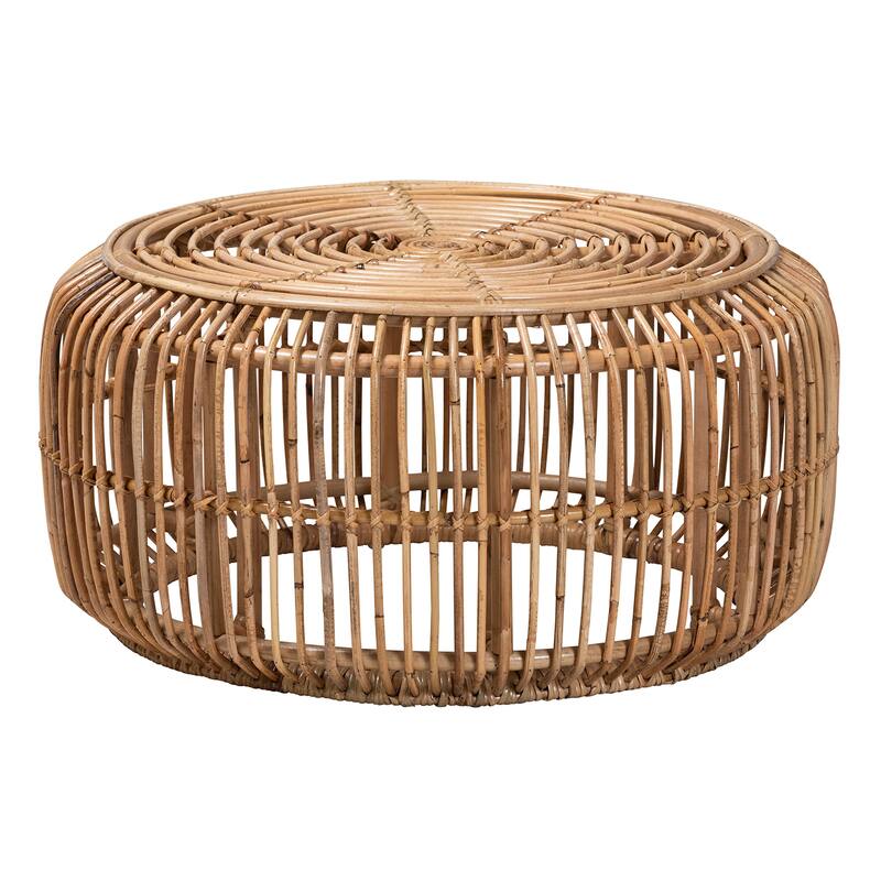 Aliane Modern Bohemian Natural Brown Antique Rattan 4-Piece Living Room Set