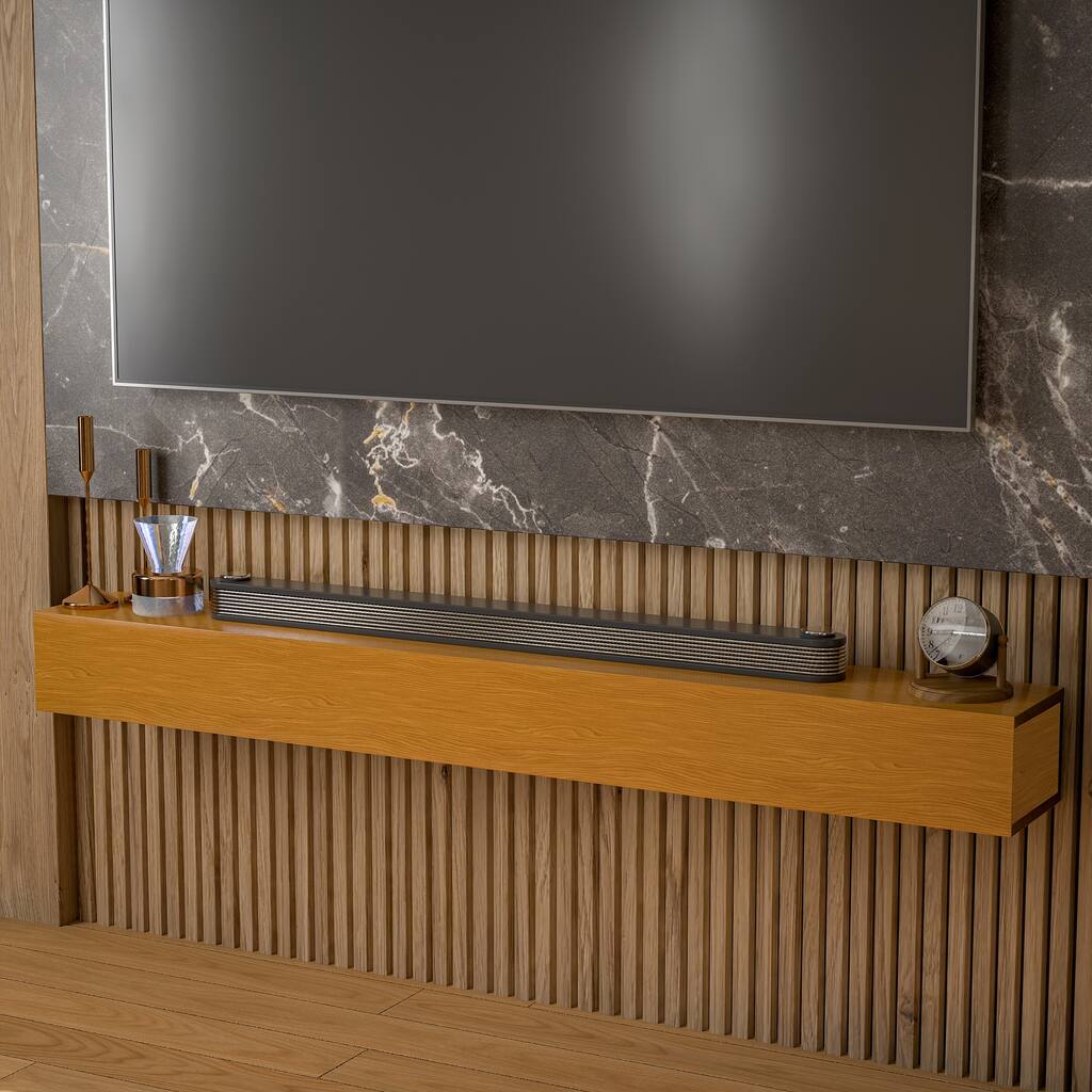 60"Fireplace Mantel Wooden Wall Mounted Floating Shelf 8" Deep Solid Pine Wood, Natural