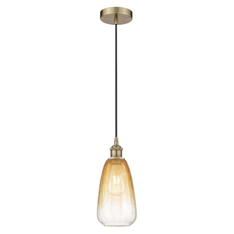 Innovations Lighting Endless Possibilities Edison - Brookhaven Almond - 1 Light 6" Cord Hung Mini Pendant - Antique Brass/Amber