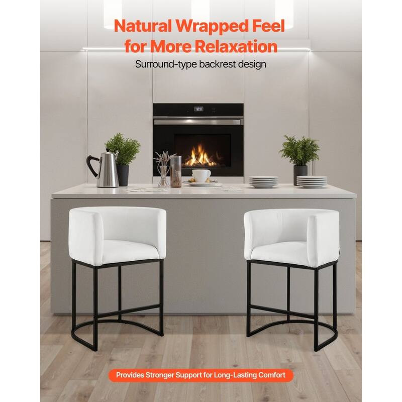 Set of 3 Plush Upholstered Counter Height Bar Stools with Backrest and Sturdy Iron Frame - 22.24” x 20.28” x 34.25”