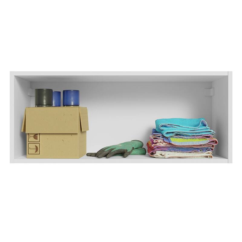 Madesa Slim Garage and Utility Room Wall Storage Cabinet with Horizontal Door and Shelves 31 Inc Unit - White