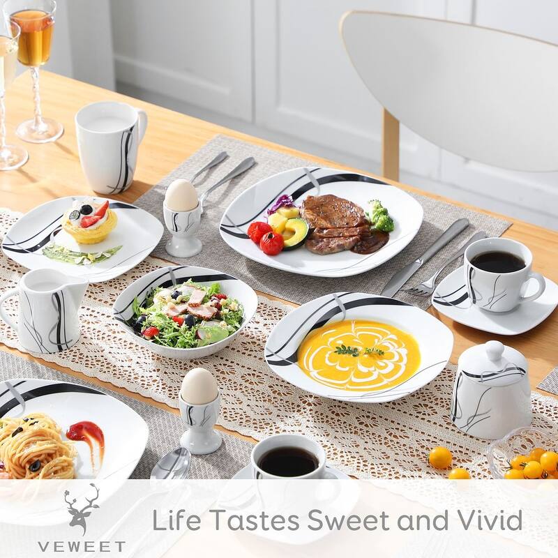 VEWEET 'Fiona' Porcelain 50-Piece Dinnerware Set (Service for 6)