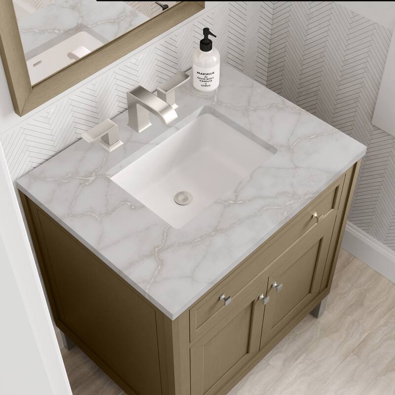 Chicago 30" Single Vanity, Walnut Whisper - Victorian Silver