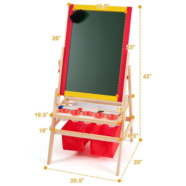 Costway 3-in-1 Wooden Art Easel for Kids Double Sided Easel with Drawing  Paper Roll