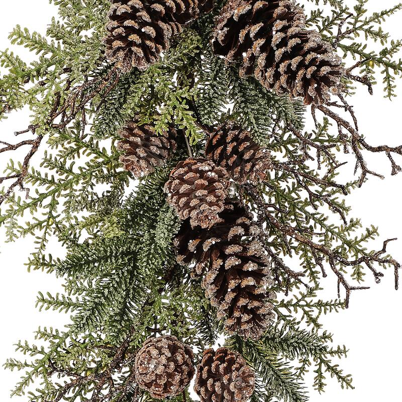 28" Iced Northwoods Evergreen Pinecone Swag