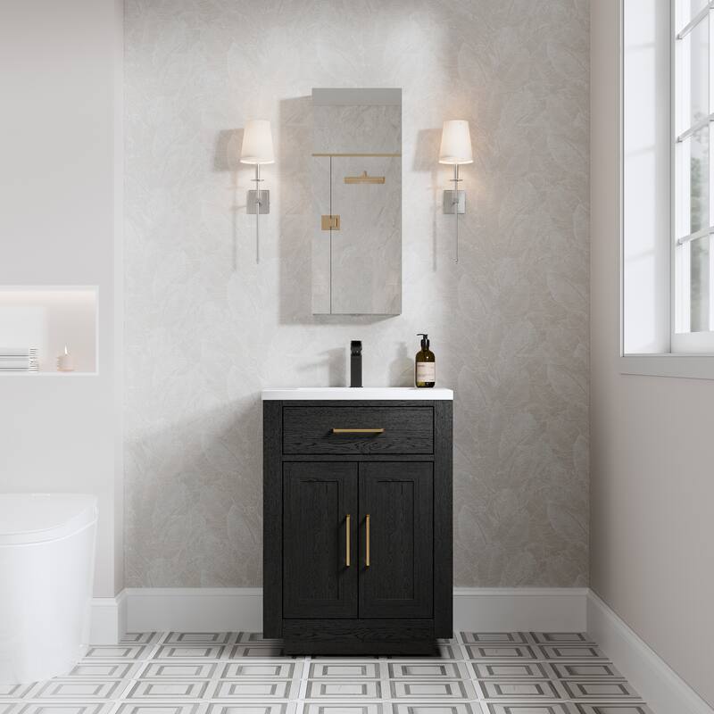 Recessed or Surface Wall Mount Bathroom Medicine Cabinet With Adjustable Glass Shelves
