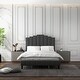 preview thumbnail 15 of 55, Tufted Upholstered Platform Bed with Sturdy Center Legs and Elegant Headboard for Bedroom by HULALA HOME