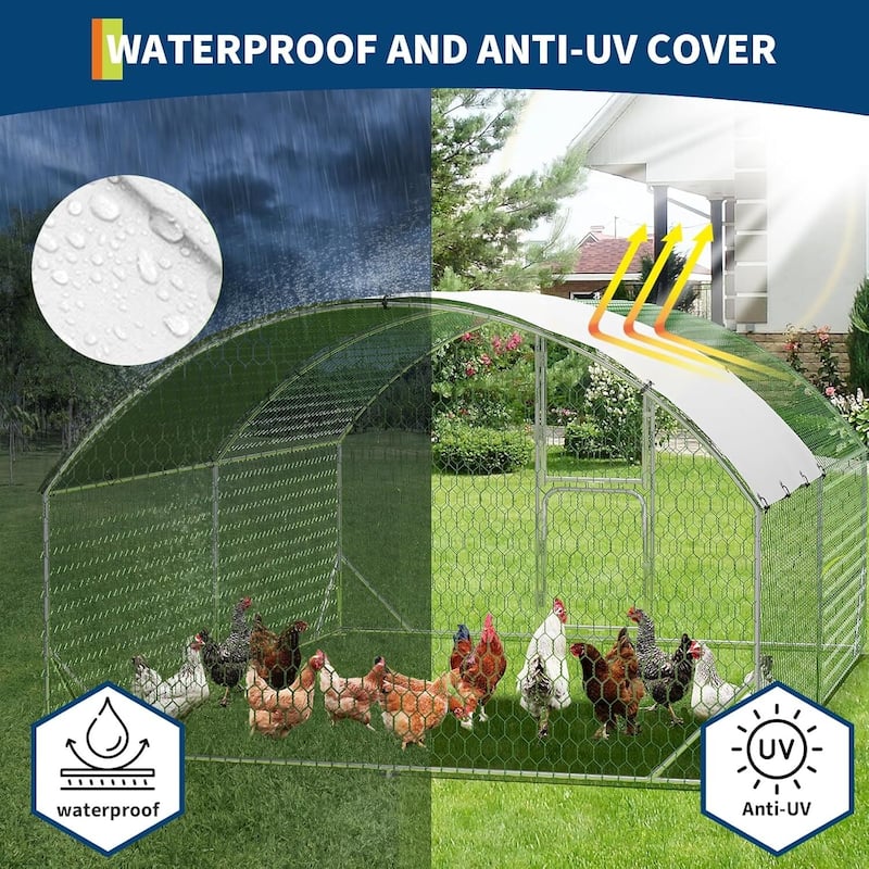 Metal Chicken Coop, Chicken Runs for Yard with Cover for Outdoor Farm Yard