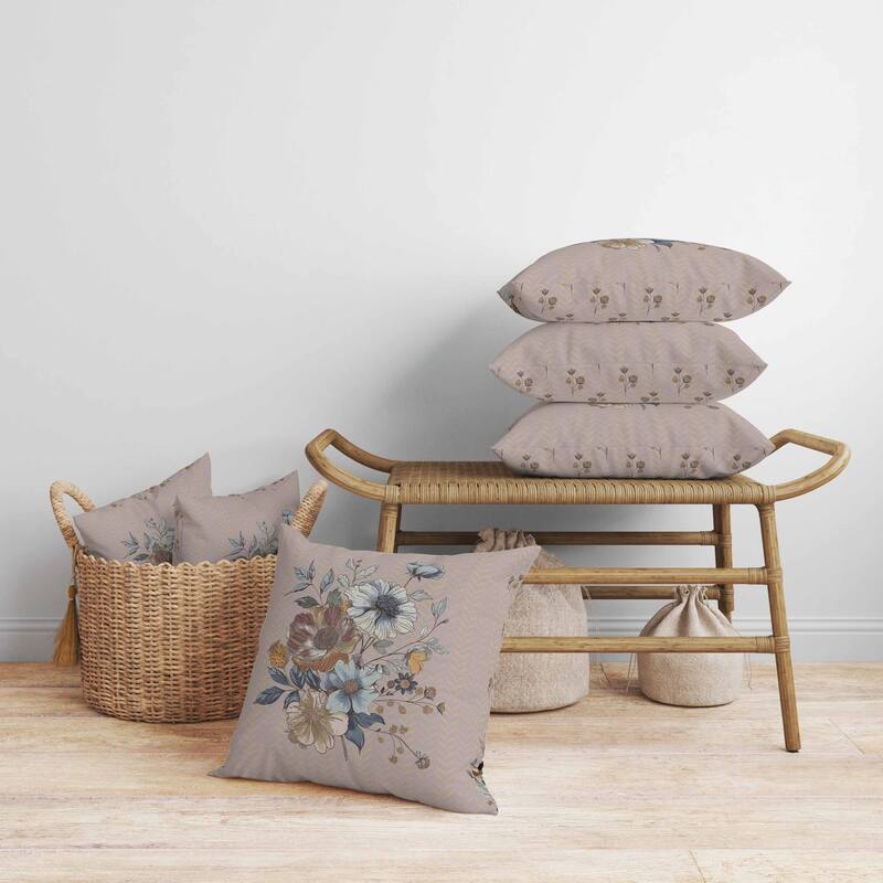 Misty Meadows Faux Suede Reversible Throw Pillow Earthy and Brown