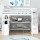 preview thumbnail 25 of 29, Wood Loft Bed Twin Size Full Size with Desk and Shelves Two Built-in Drawers Storage Staircase White - Full