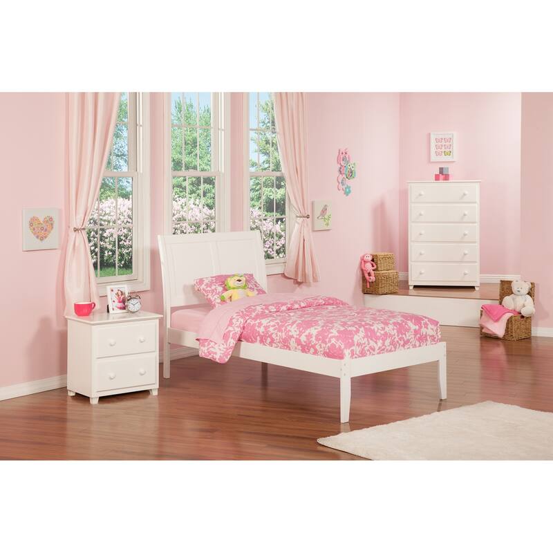 Platform Bed Frame with Footboard - Modern Sleigh Style Bed