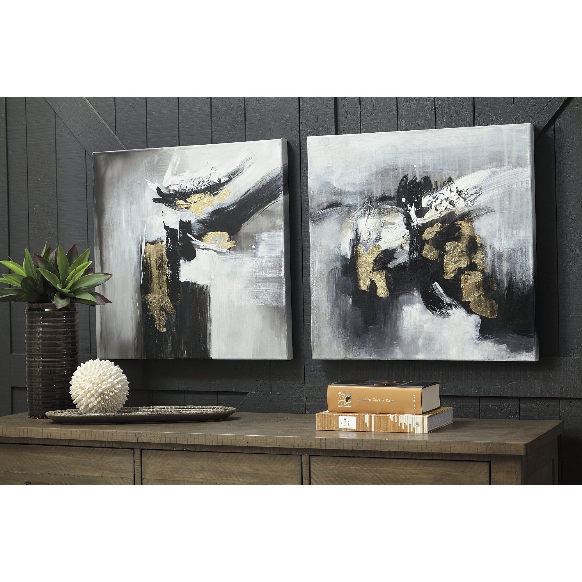 Shop Jerrin Contemporary Abstract Wall Art Set Of 2 On Sale