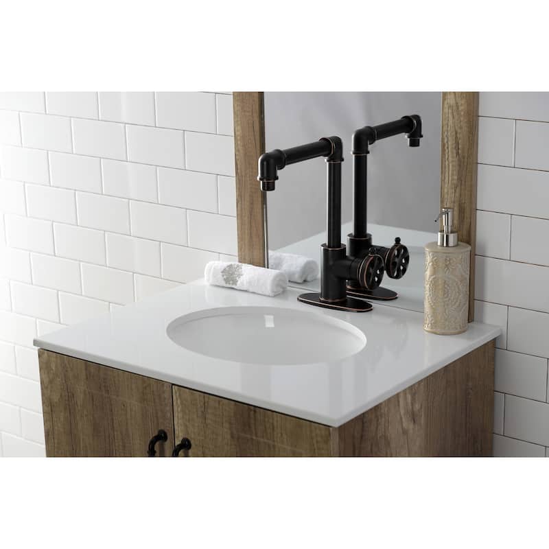 Kingston Brass Belknap Single-Handle 1-Hole Deck Mount Bathroom Faucet with Push Pop-Up - Naples Bronze