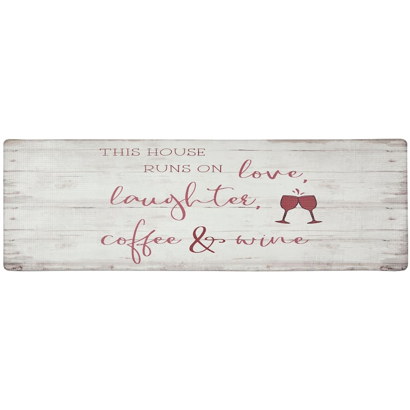 SoHome Cozy Living House Runs On Wine Anti-Fatigue Kitchen Mat, Red/Off White
