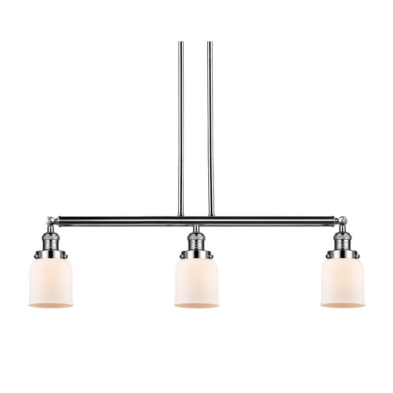 Innovations Lighting Small Bell 3 Light 38" Wide Linear Chandelier - Polished Nickel / Matte White Cased