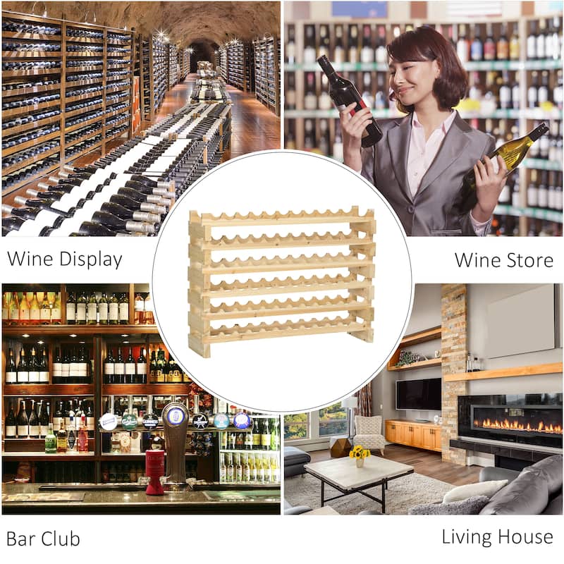 Stackable Wine Rack, Modular Storage Shelves, 72-Bottle Holder, Freestanding Display Rack
